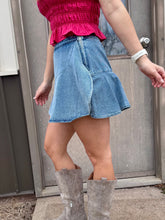 Load image into Gallery viewer, The Fort Worth Skort {washed denim}