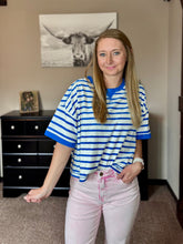 Load image into Gallery viewer, Everyday Stripe Tee {blue/white}