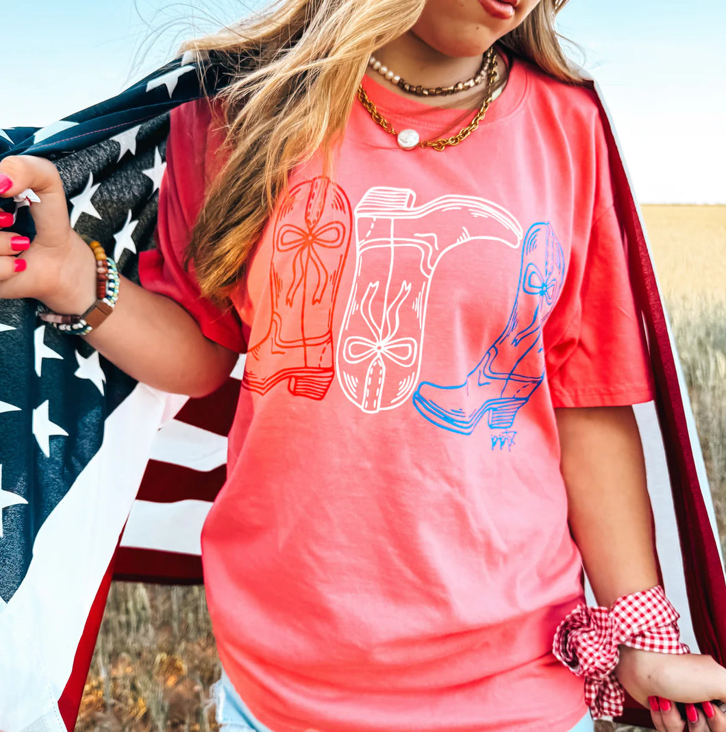Red, White & Boots Tee