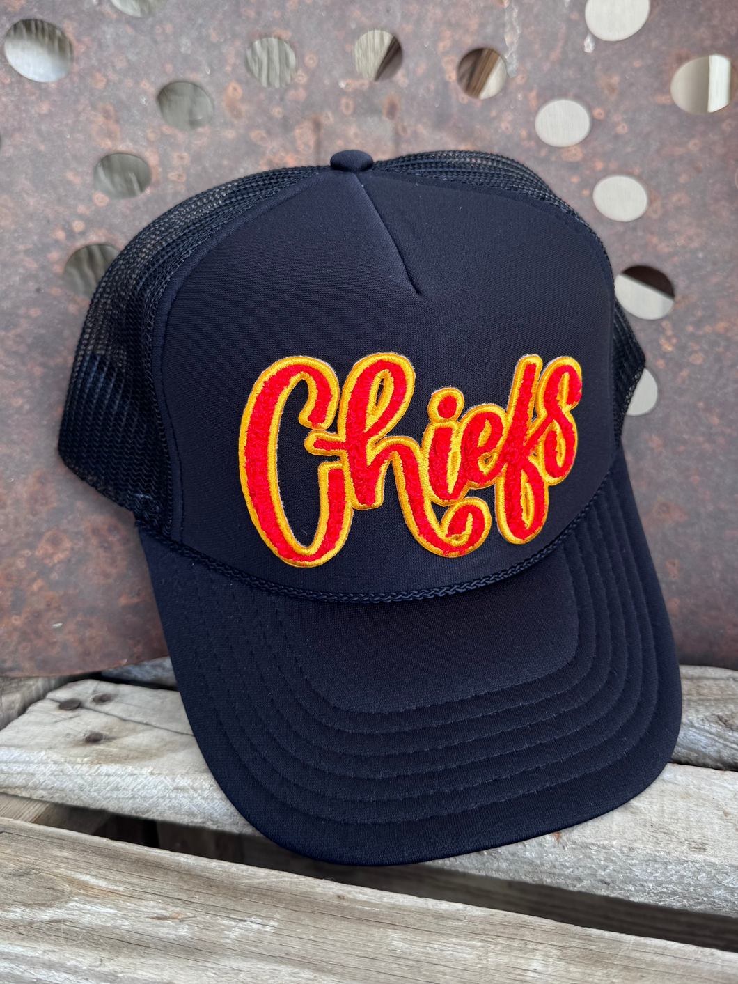 Chiefs Black & Black Trucker Cap
