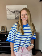 Load image into Gallery viewer, Everyday Stripe Tee {blue/white}
