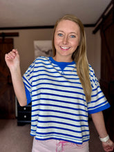 Load image into Gallery viewer, Everyday Stripe Tee {blue/white}
