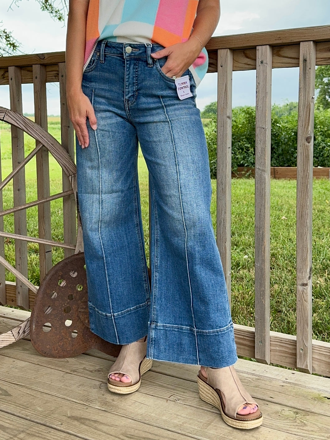 The Marlette Crop Wide Pintuck Jeans