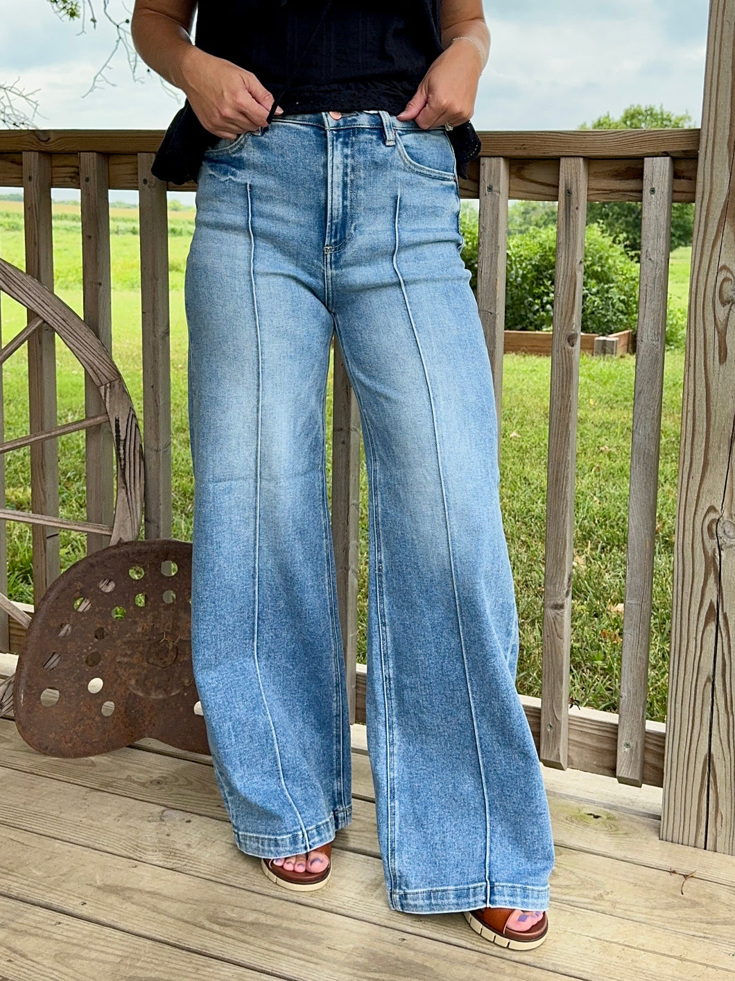 The Holland High Waist Wide Pintuck Jean