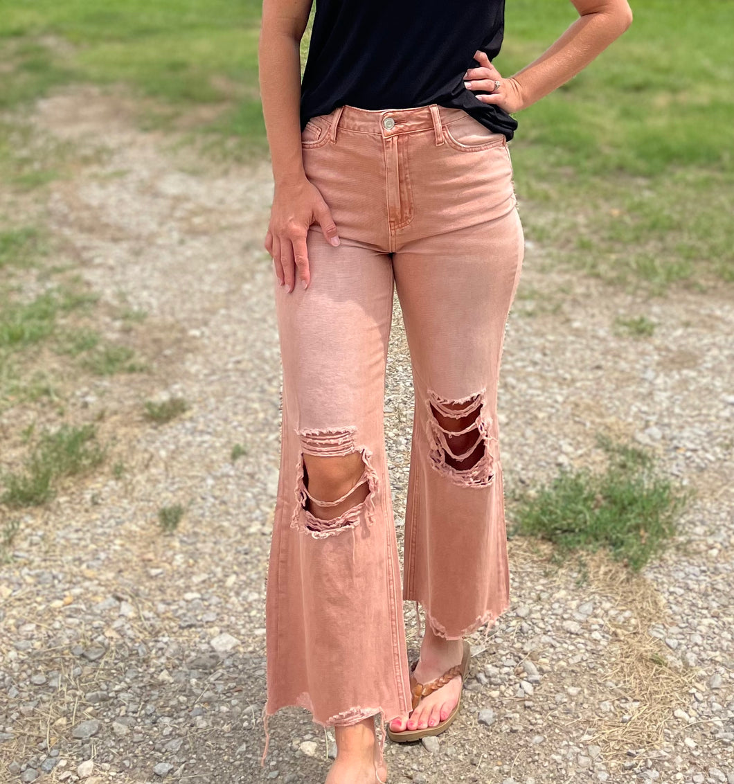 90's Vintage Crop Flare Jeans