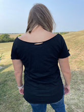 Load image into Gallery viewer, Distressed Black Ripped Tee
