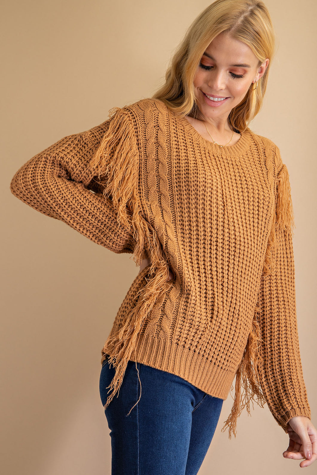 Feelin' Fringy Sweater~ Mocha