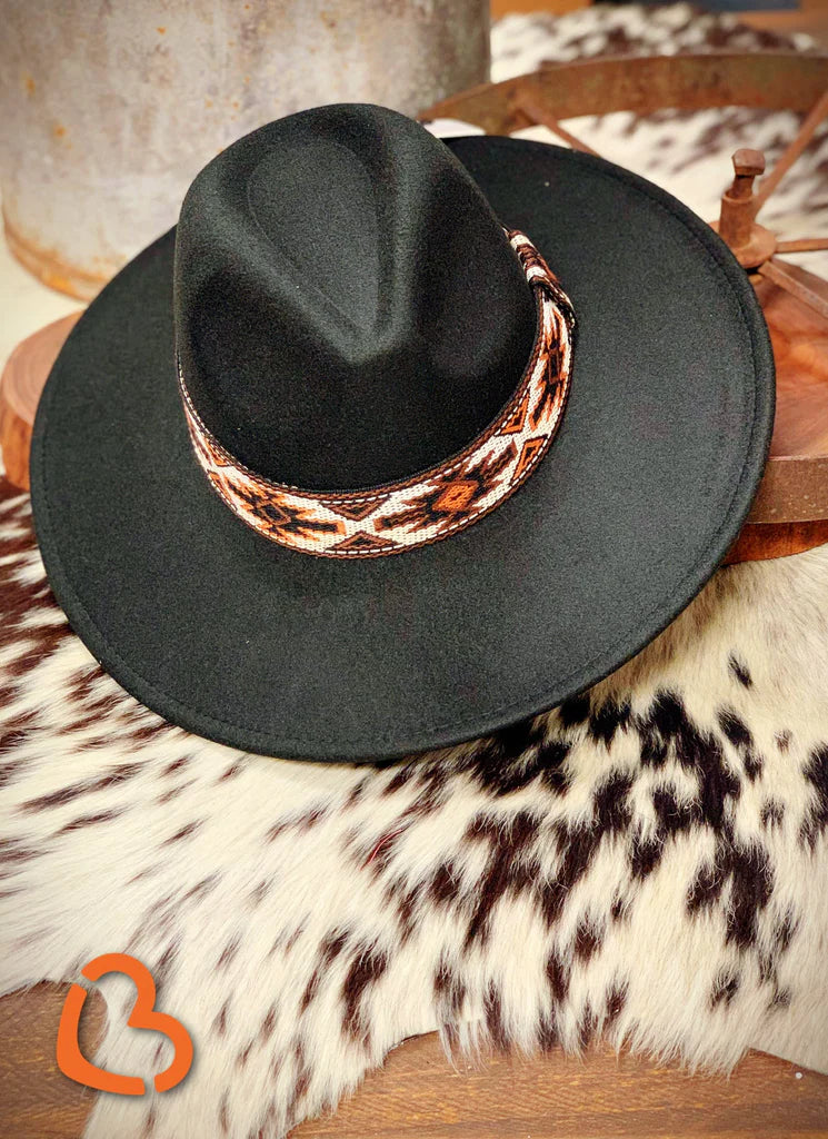 Tribal Band Panama Hat~Black
