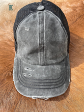Load image into Gallery viewer, Black Distressed Cap
